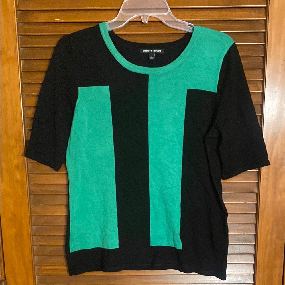 Colorblock Black and Green Top